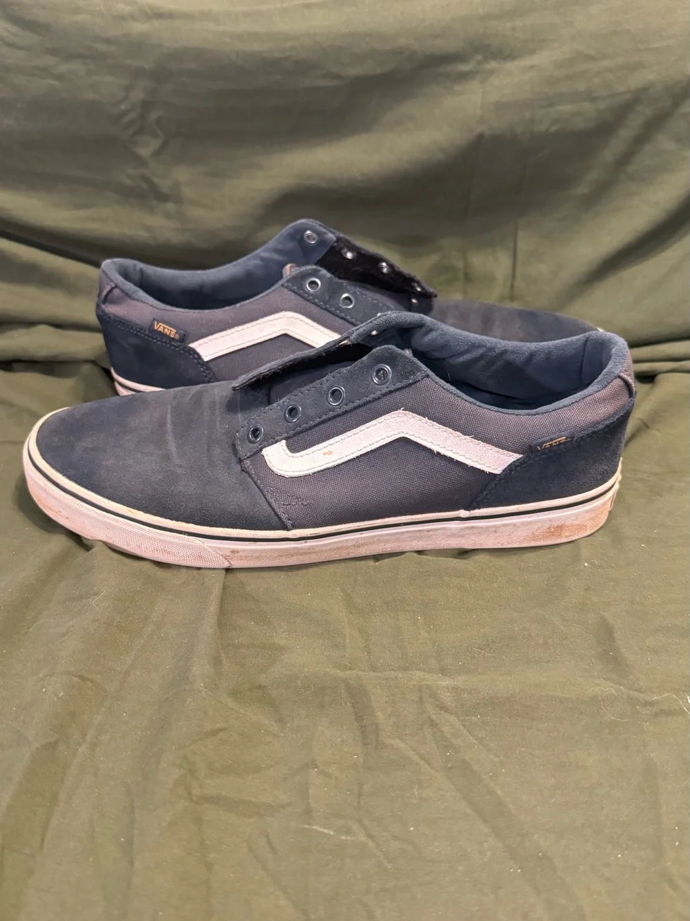 Vans Navy and White Low-Top Skate Sneakers